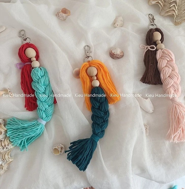 Móc khoá búp bê macrame, móc khoá nàng tiên cá - Ảnh 2