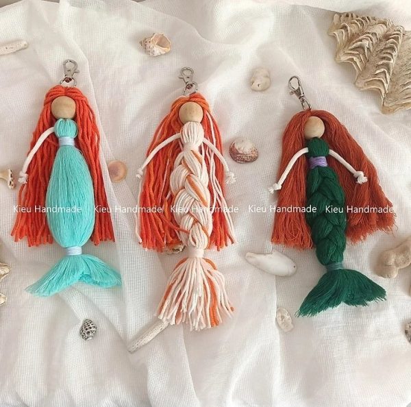 Móc khoá búp bê macrame, móc khoá nàng tiên cá - Ảnh 9