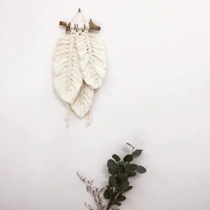 Set 3 lá trang trí macrame - chất liệu sợi cotton