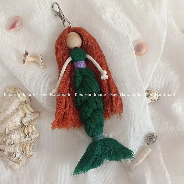 Móc khoá búp bê macrame, móc khoá nàng tiên cá - Ảnh 4