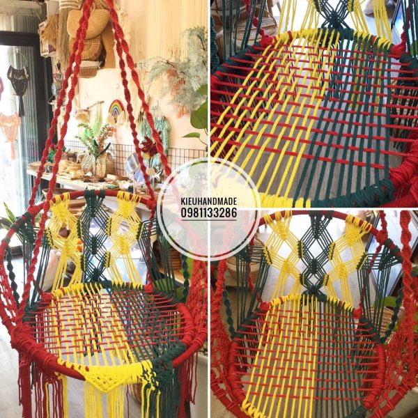 Ghế đu Macrame size người lớn - ảnh Thật - Nhiều màu - Ảnh 2