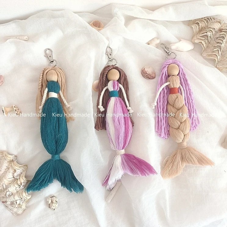 Móc khoá búp bê macrame, móc khoá nàng tiên cá - Ảnh 10