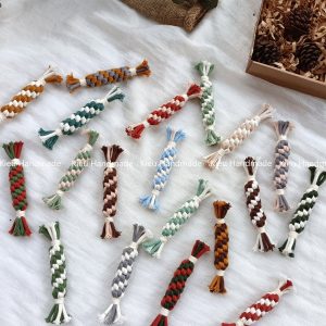 Viên kẹo macrame trang trí Giáng Sinh,Đồ trang trí cây thông noel hình viên kẹo.móc khoá viên kẹo.