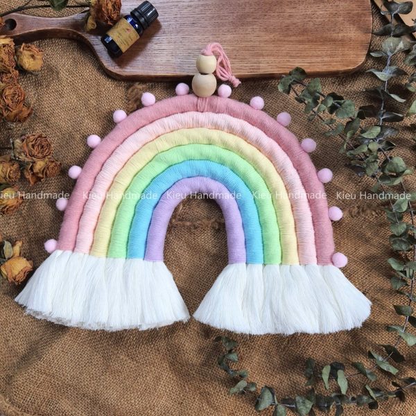 Cầu vòng macrame, cầu vòng trang trí phòng bé,cầu vòng tua rua quà tặng cho bé - Ảnh 2