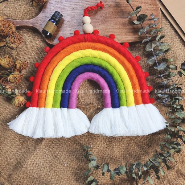 Cầu vòng macrame, cầu vòng trang trí phòng bé,cầu vòng tua rua quà tặng cho bé