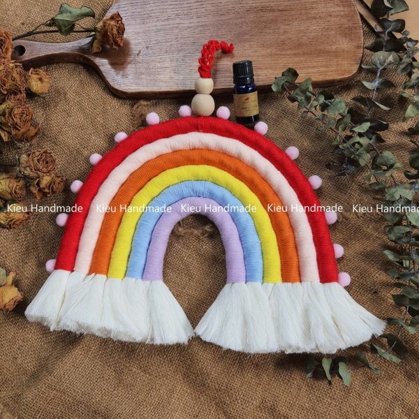 Cầu vòng macrame, cầu vòng trang trí phòng bé,cầu vòng tua rua quà tặng cho bé - Ảnh 11