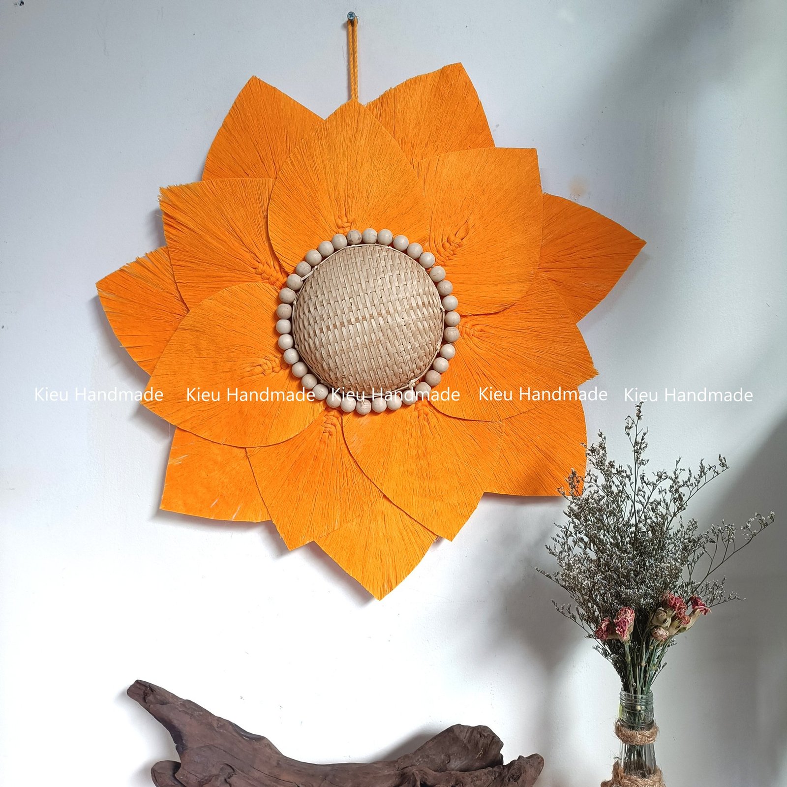 Mành Macrame hoa hướng dương phối màu trang trí - Ảnh 11