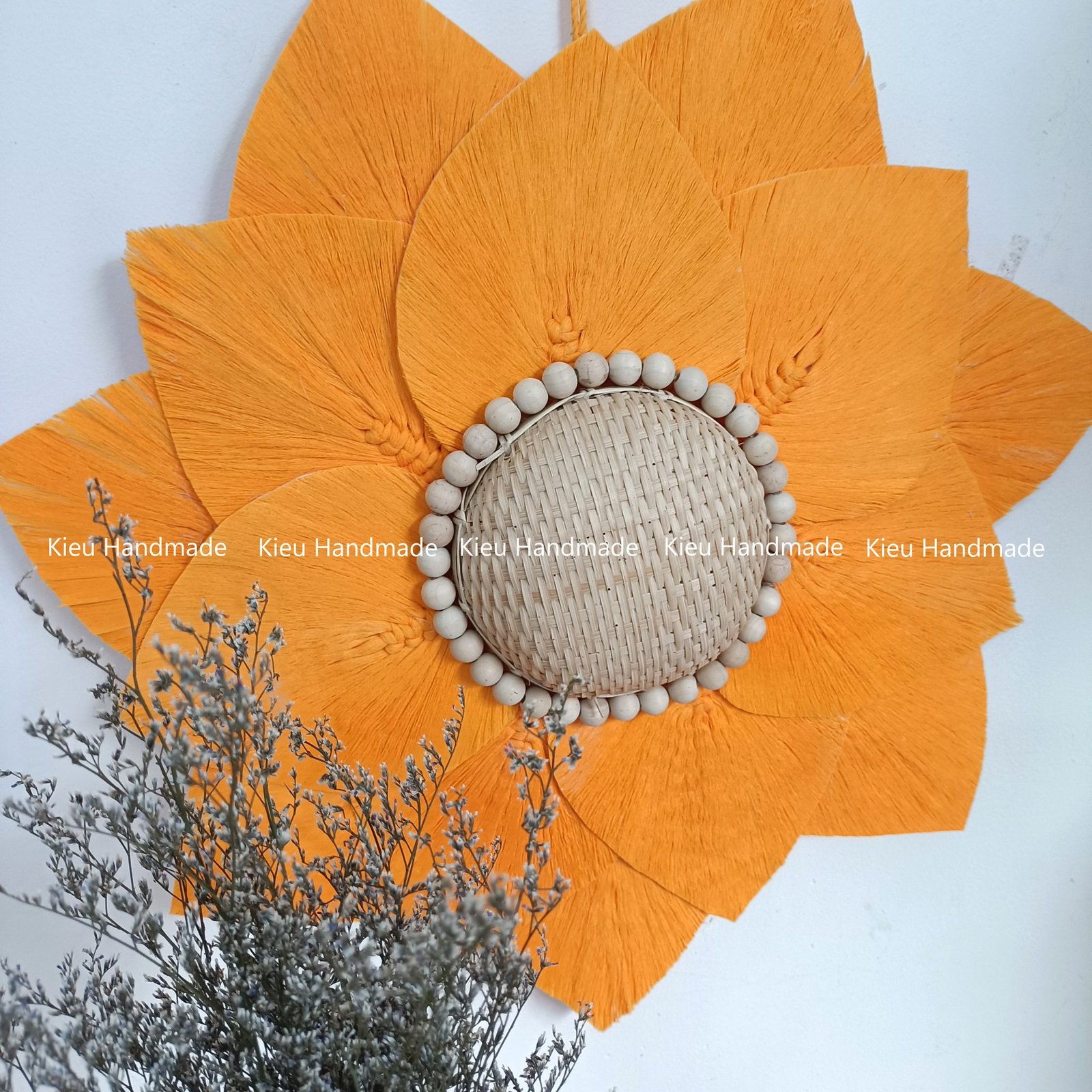 Mành Macrame hoa hướng dương phối màu trang trí - Ảnh 6