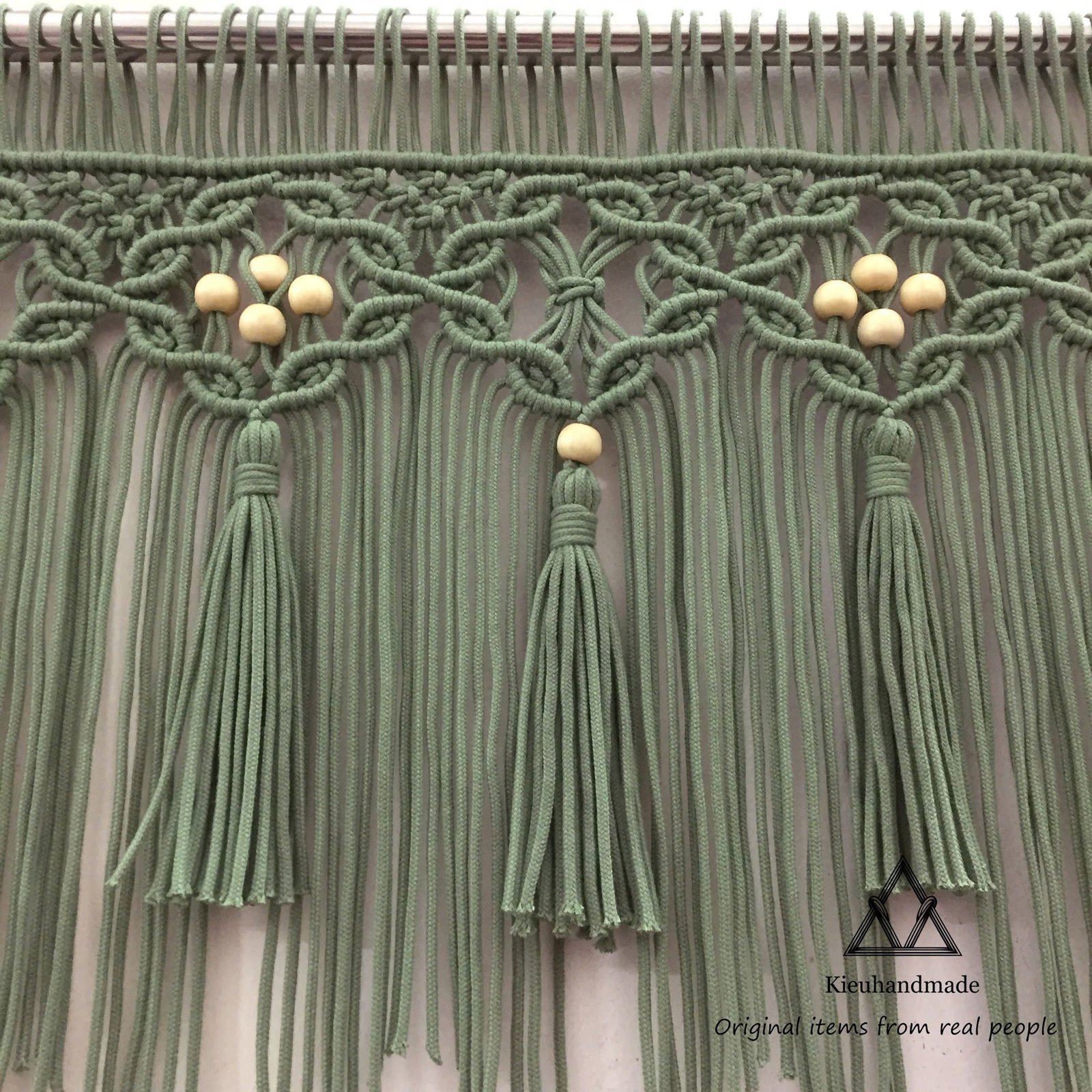 Rèm Cửa Sổ Kết Hợp Hạt Gỗ Chống Nắng Đẹp Thắt Bằng Dây Thừng Macrame - Ảnh 6