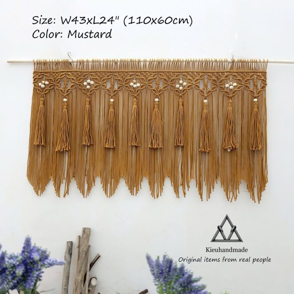 Rèm cửa sổ Macrame kết hợp hạt gỗ