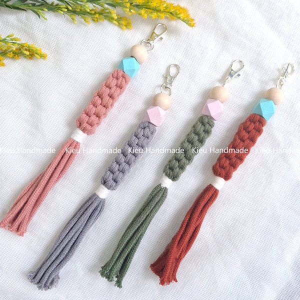 Móc chìa khoá macrame, móc khoá boho, móc khoá xinh xắn, nhiều màu sắc - Ảnh 2