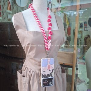Macrame Dây đeo vai điện thoại di động hoa cúc dệt,dây đeo đa năng.