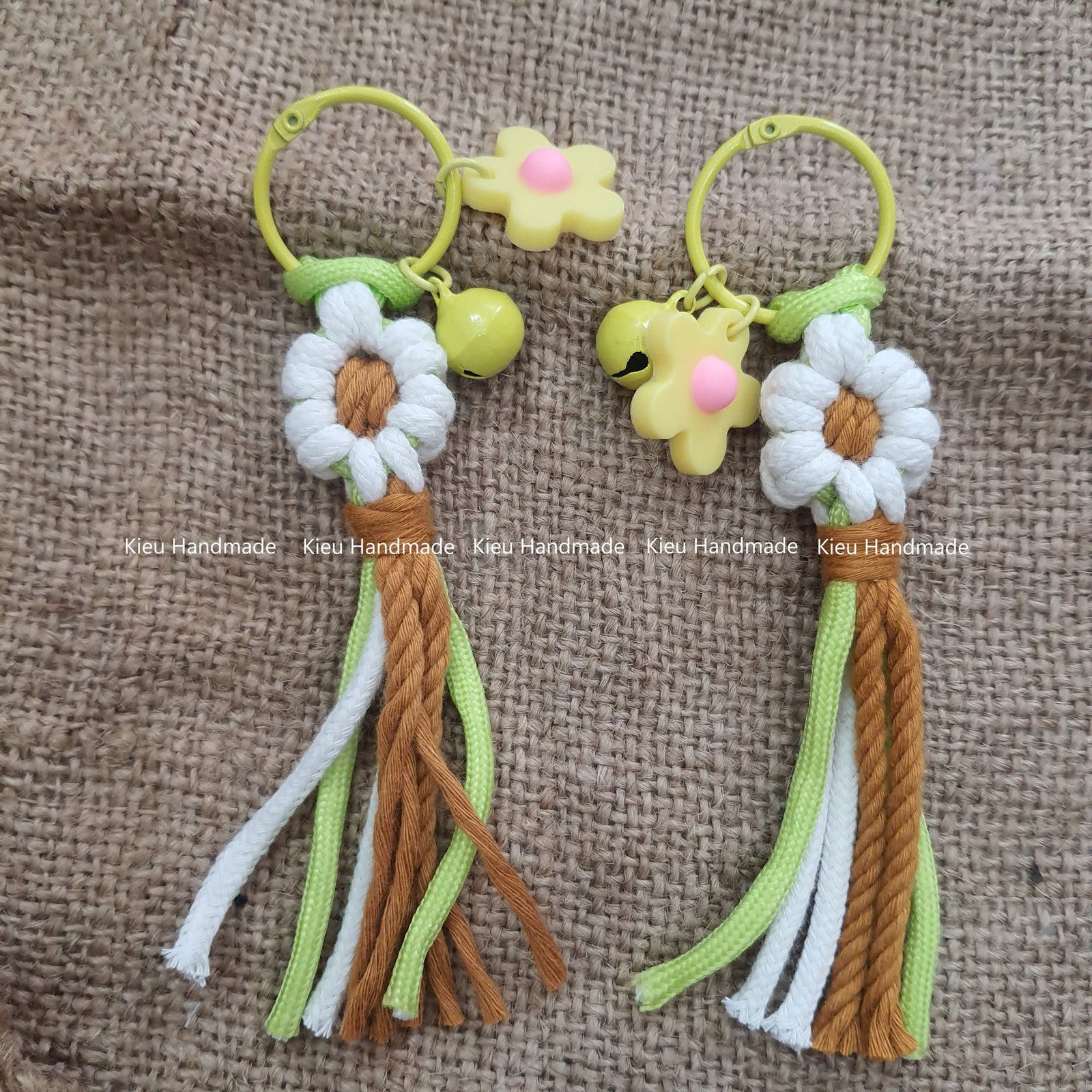Ảnh thật 100%. Móc khoá hoa mai Macrame Handmade. - Ảnh 14