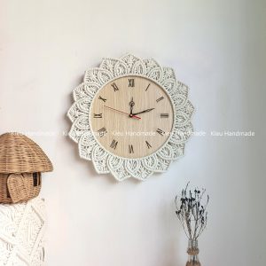 Đồng hồ treo tường thắt dây macrame