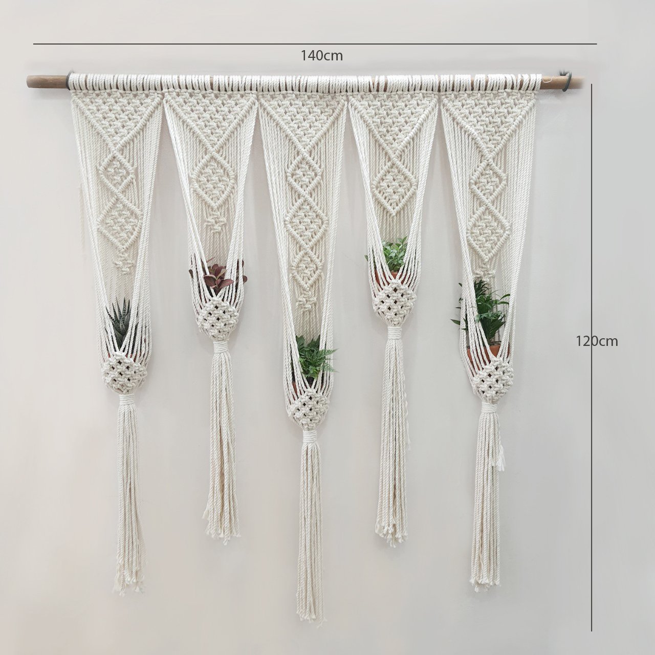 Rèm Macrame Treo Cây – Set 6 chậu - Ảnh 5