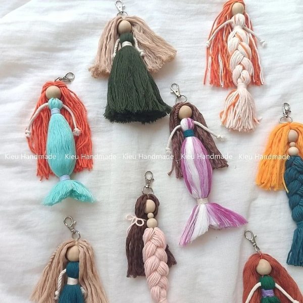 Móc khoá búp bê macrame, móc khoá nàng tiên cá - Ảnh 11