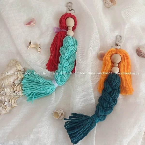 Móc khoá búp bê macrame, móc khoá nàng tiên cá - Ảnh 5