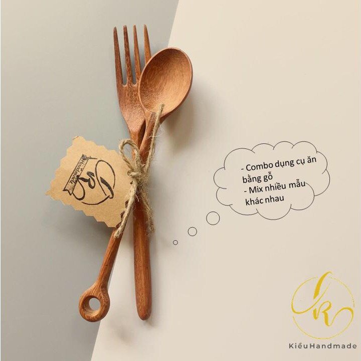 Nĩa xiên gỗ - Bộ Muỗng Nĩa Gỗ - Ảnh 4